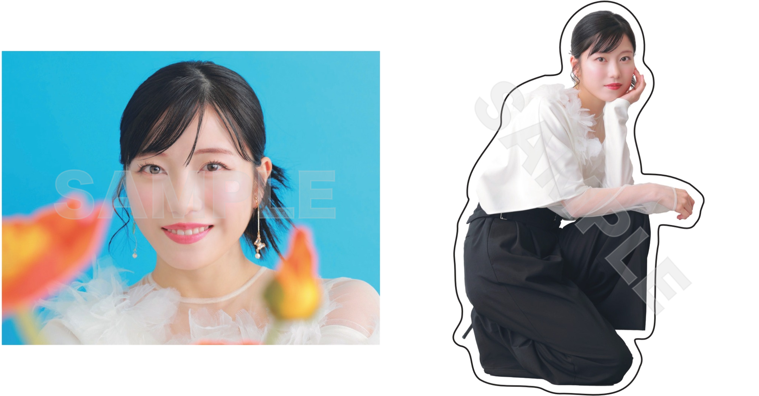 横山由依ステッカーセットA (四角形1枚+ダイカット1枚)